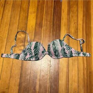 Shade & Shore Pink Tropical Leaf Bikini Top